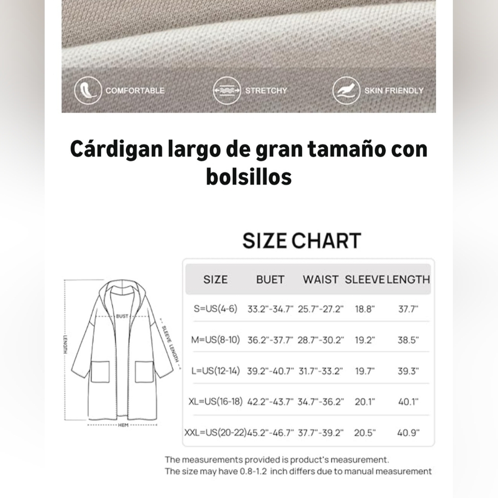 MEROKEETY Women's Long Hooded Knit Cardigan Sweater with Pockets Light Taupe Siz - Picture 9 of 10